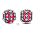 Charm Sterling Silber 925 Glitzernde runde rote Charm Pavé, Perle auf Armband Symbol