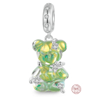 Charm Sterlingsilber 925 Bär grüner fantastischer Traum, Anhänger für Armband Tier