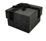 Krabička karton s houbičkou na šperky s mašlí černá 4 x 4 x 2,5 cm