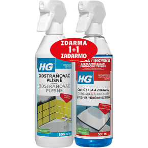 HG Schimmelentferner, 500 ml + HG Glas- und Spiegelreiniger 500 ml gratis