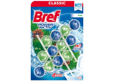 Bref Power Aktiv 4 Formula Pine Freshness WC-Block für hygienische Sauberkeit und Frische Ihrer Toilette, färbt Wasser, Mega-Pack 3 x 50 g