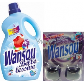 Wansou Belle Lessive Modern & Color Flüssigwaschmittel für farbige Wäsche 3 L + Farbgelkapseln 2 Stück