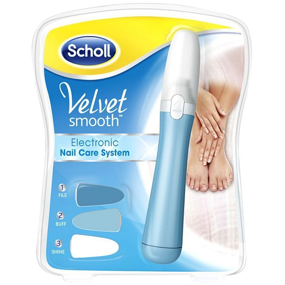 Scholl Velvet Smooth Nail Care System Blaue elektrische Nagelfeile