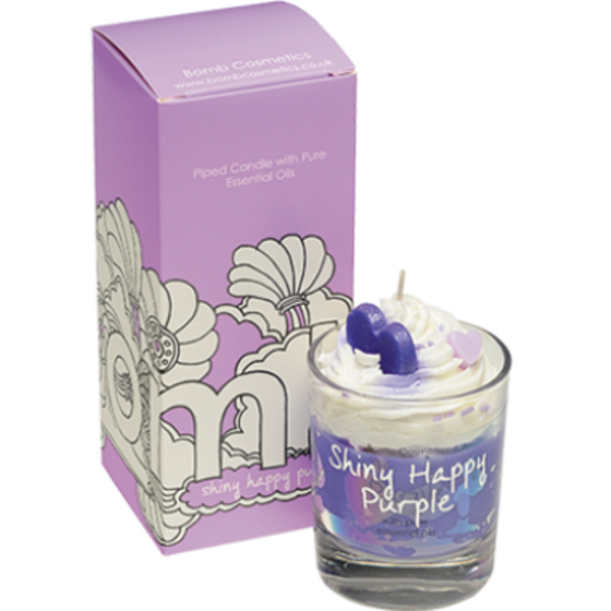 Bomb Cosmetics Happy violett duftende natürliche, handgemachte Kerze in Glas brennt bis zu 35 Stunden