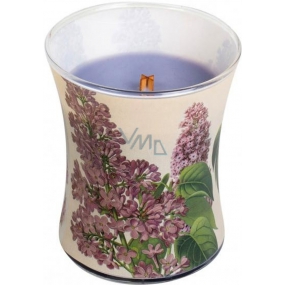 WoodWick Decal Lilac - Flieder-Duftkerze mit Holzdocht und Deckelglas Medium 275 g