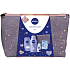 Nivea Smooth Care Körperlotion für Frauen 400 ml + Duschgel 250 ml + Black & White Pure Antitranspirant Roll-on für Frauen 50 ml + Labello Hydro Care Lippenbalsam 4,8 g + Hülle, Kosmetikset