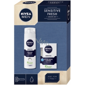 Nivea Men Sensitive Skin Aftershave 100 ml + Rasierschaum für Männer 200 ml, Kosmetikset