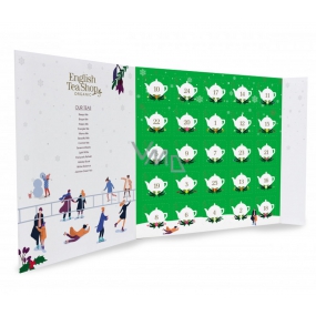 English Tea Shop Bio Adventskalender in Form eines grünen Buches, 25 Stück lose Teepyramiden, 13 Geschmacksrichtungen, 50 g, Geschenkset