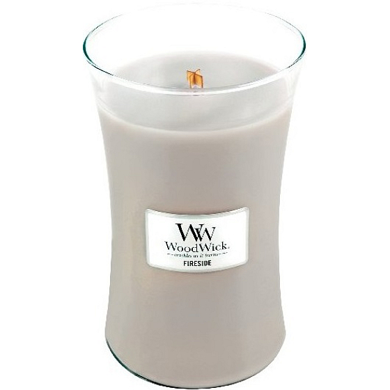 WoodWick Fireside - Feuer im Kamin Duftkerze mit Holzdocht und Deckelglas groß 609 g