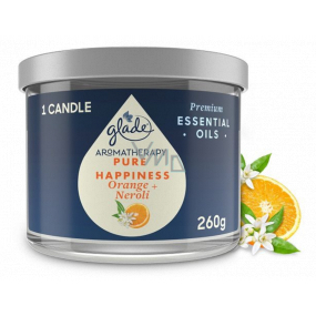 Glade Aromatherapy Pure Happiness Orange + Neroli Duftkerze groß im Glas, Brenndauer 60 h 260 g
