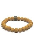 Lava gelb mit königlichem Mantra Om, Armband elastischer Naturstein, Kugel 8 mm / 16-17 cm, geboren aus den vier Elementen
