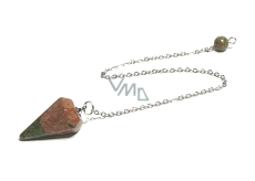 Unakit Pendel Naturstein 2,5 cm + 18 cm Kette mit Perle, Stein des persönlichen Wachstums und der Vision