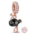 Charm Sterling Silber 925 Strauß rosé vergoldet, Tierarmband Anhänger