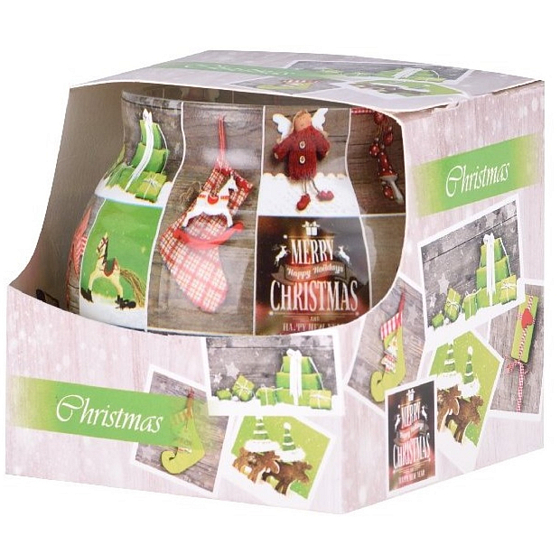 Emocio Dekor Weihnachtscollage Duftkerze Glas 80 x 72 mm