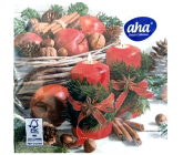 Aha Papierservietten 3-lagig 33 x 33 cm 20 Stück Rote Kerzen, Äpfel und Zimt