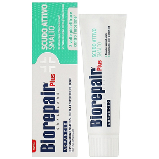 Biorepair Plus Advanced Active Shield zubní pasta 75 ml pro posílení zubní skloviny a ochranu proti zubnímu kazu