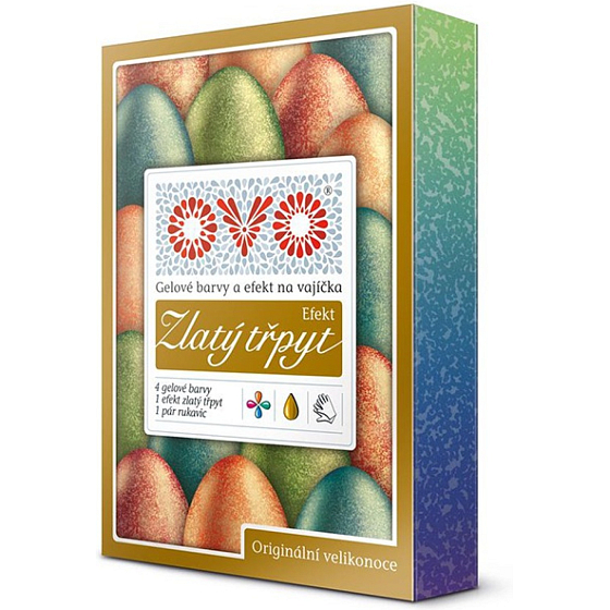 OVO Gelfarben für Eier Effekt Goldglitzer, 5 Farben + Handschuhe, 5 × 5 ml