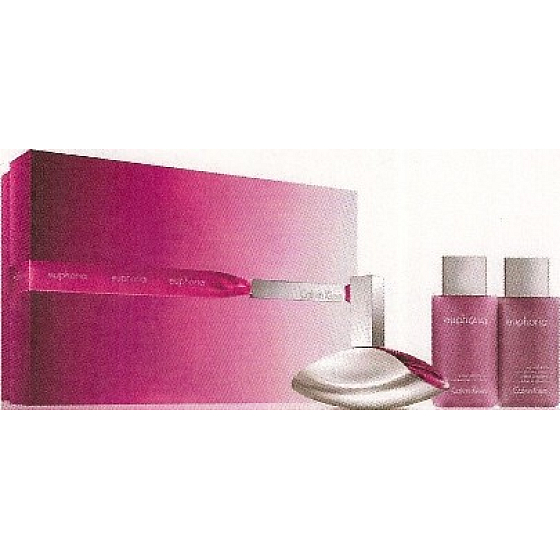 Calvin Klein Euphoria parfümiertes Wasser 100 + Körperlotion 100 ml + Duschgel 100 ml, Geschenkset