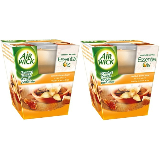 Air Wick Ätherische Öle Infusion Vanille & Brauner Zucker Duftkerze in Glas 2 x 105 g