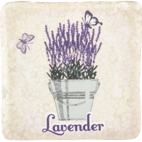 Böhmen Geschenke Lavendel Blumentopf mit Schmetterlingen dekorative Fliese 10 x 10 cm