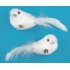 Weißer Plüschvogel auf einem Clip 2 Stück, 12 cm