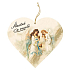 Böhmen Geschenke Dekoratives Holzherz mit dem Aufdruck Happy and Merry - Angels 13 cm