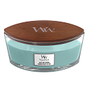 WoodWick Blue Java Banana - Hawaiianische Bananenduftkerze mit breitem Holzdocht und Bootsdeckel 453 g