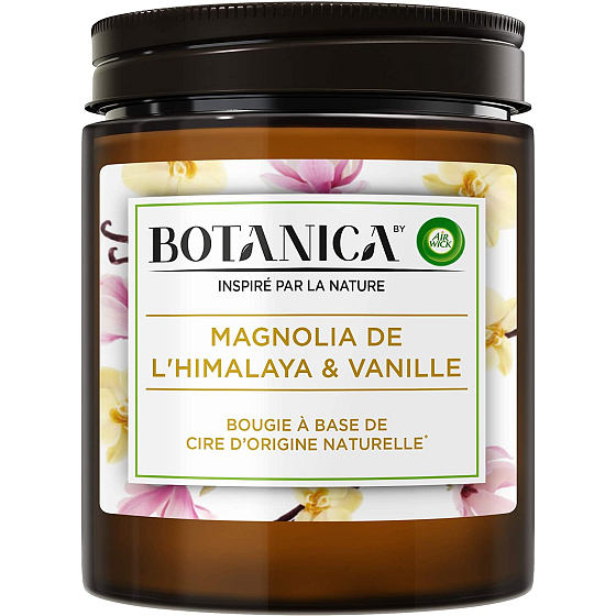 Air Wick Botanica Vanille und Himalaya-Magnolie Duftkerze Glas, Brenndauer bis zu 40 Stunden 205 g