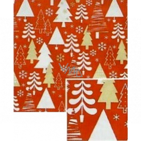 Nekupto Geschenkpapier Weihnachten 70 x 200 cm Rot-weiß, goldene Bäume