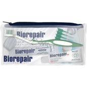 Biorepair Plus Total Protection Zahnpasta zum Schutz vor Karies 15 ml + Zahnbürste 1 Stück + Mundspülung 12 ml + Zahnseide 1 Stück + flexible Zahnstocher 5 Stück, Reisebeutel