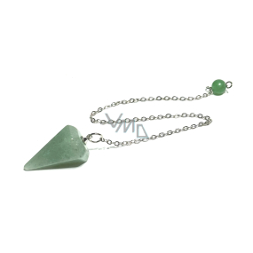 Aventurin grünes Pendel Naturstein 2,5 cm + 18 cm Kette mit Perle, Glücksstein