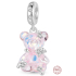 Charm Sterlingsilber 925 Bär hellrosa fantastischer Traum, Anhänger für Armband Tier