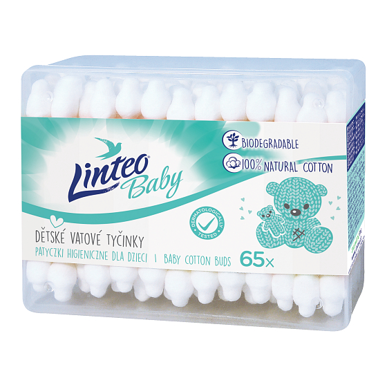 Linteo Baby feine Wattestäbchen Box von 200 Stück