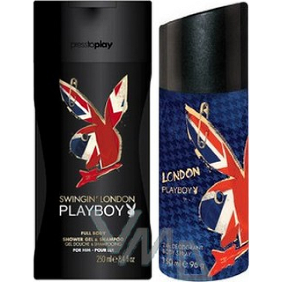 Playboy London Deodorant Spray für Männer 150 ml + Duschgel 250 ml, Kosmetikset