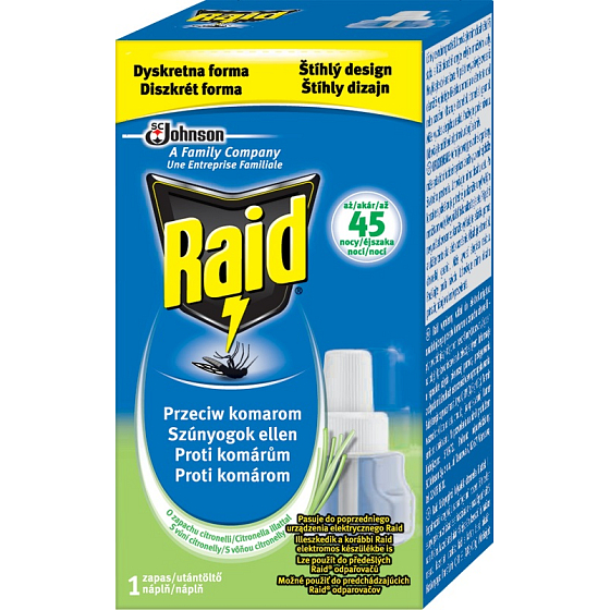 Raid Der Duft Citronelly Flüssigkeit füllt einen elektrischen Verdampfer 45 Nächte gegen fliegende Insekten 31 ml
