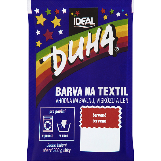 Ideal Duha rot, Textilfarbe für Baumwolle, Viskose und Leinen, für 300 g Stoff, 15 g