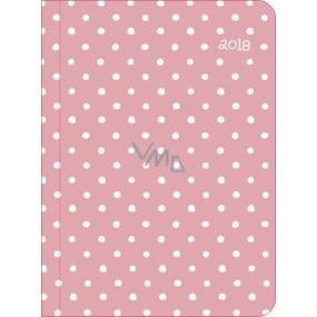 Albi Diary 2018 week Pink mit Tupfen 12,5 cm x 17 cm x 1,1 cm