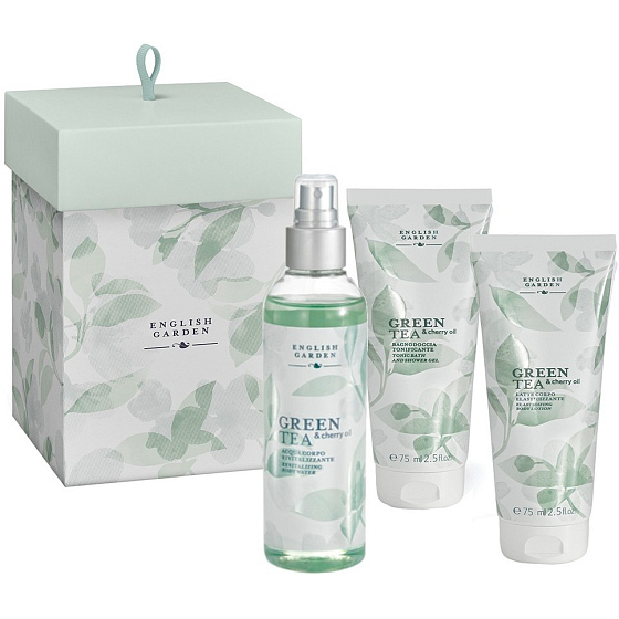 Atkinsons English Garden Grüner Tee & Kirschöl Körperwasser für Frauen 100 ml + Körperlotion 75 ml + Duschgels 75 ml, Kosmetikset