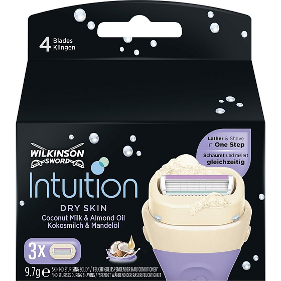 Wilkinson Intuition Dry Skin Kokosmilch & Mandelöl Ersatzkopf für Frauen 3 Stück