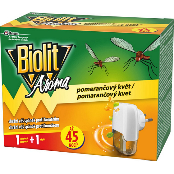 Biolit Aroma Elektrischer Verdampfer mit Orangenduft gegen Mücken 45 Nächte Gerät + Nachfüllung 27 ml
