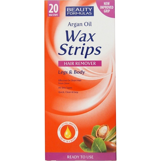 Beauty Formulas Arganöl Wax Strips Enthaarungsstreifen für Beine und Körper 20 Stück