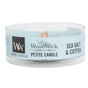 WoodWick Sea Salt & Cotton - Duftkerze aus Meersalz und Baumwolle mit hölzernem Docht petite 31 g