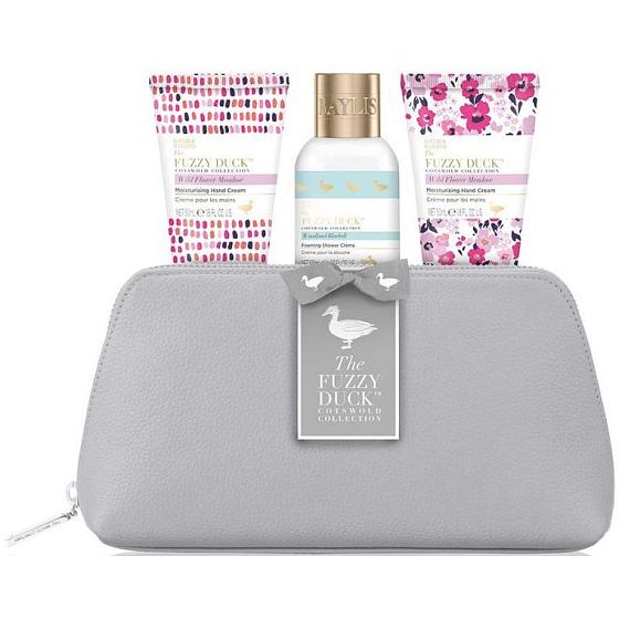 Baylis & Harding Forest Bell und Flower Meadow Duschcreme 100 ml + Körperlotion 50 ml + Handcreme 50 ml + Toilettenbeutel, Kosmetikset