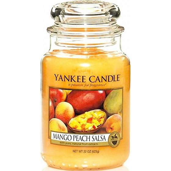 Yankee Candle Mango Pfirsichsalsa - Mango und Pfirsichsalsa Duftkerze Classic Large Glass 623 g