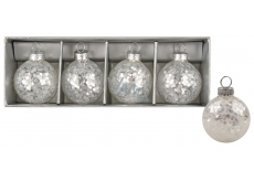 Glitzernde Glaskolben 4 cm, 4 Stück