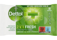 Dettol 2 in 1 Fresh Desinfektionstücher für Hände und Oberflächen, 15 Stk