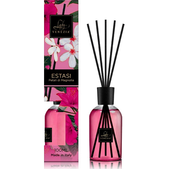 Lady Venezia Estasi - Magnolienblüten Aroma Diffusor mit Stäbchen für die schrittweise Freisetzung von Duft 100 ml