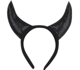 Teufelshörner glitzernd, schwarz auf Stirnband
