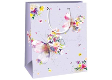 Ditipo Geschenkpapier Tasche 18 x 10 x 22,7 cm Lila bunte Schmetterlinge