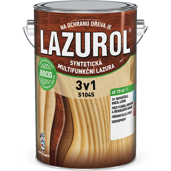 Lazurol 3v1 S1045 dünnschichtige Holzlasur T080 Mahagon 4 l